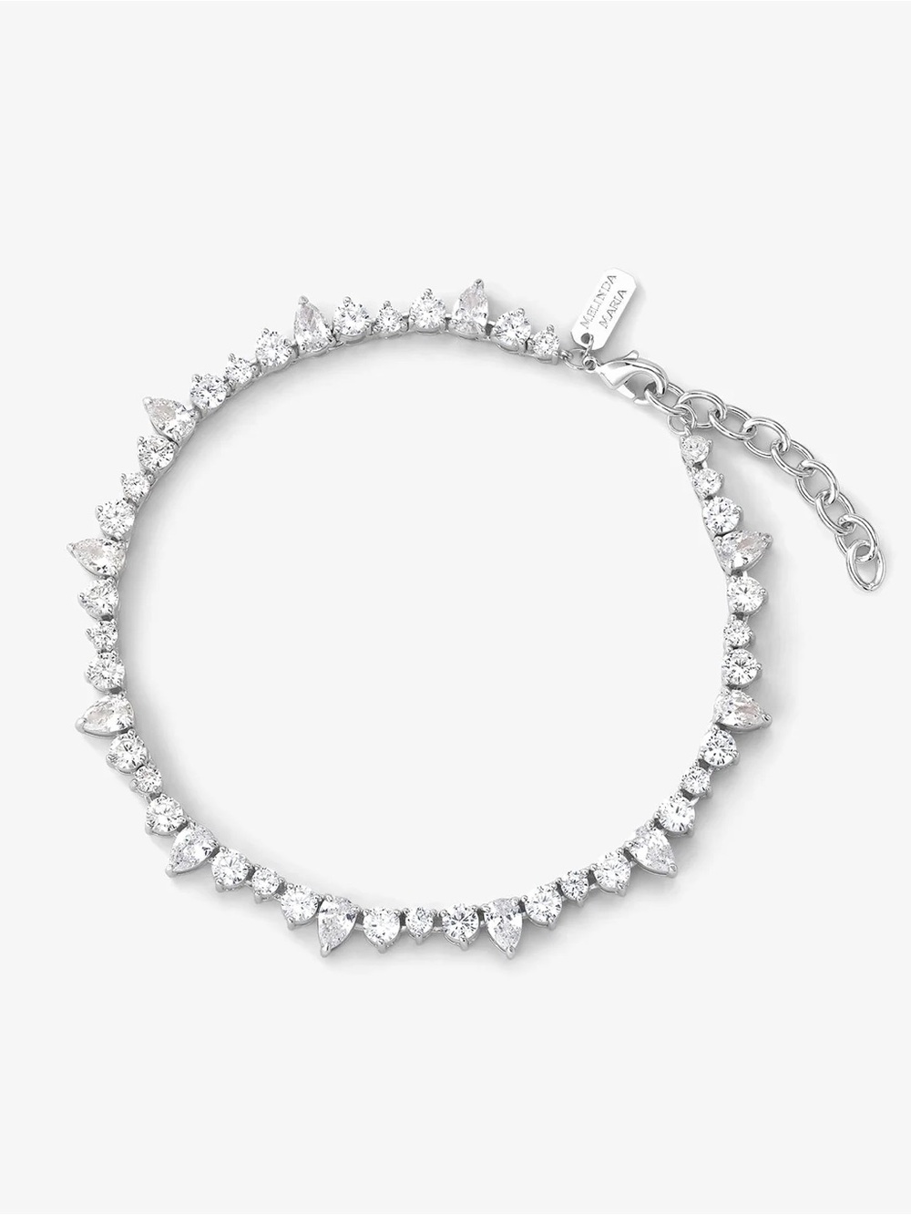 Melinda Maria Silver Teardrop & Round Crystal Bracelet